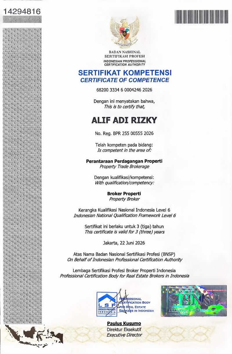 Sertifikat Kompetensi Broker Properti — Alif Adi Rizky