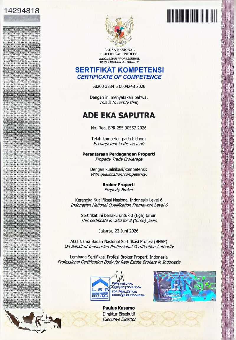 Sertifikat Kompetensi Broker Properti — Ade Eka Saputra